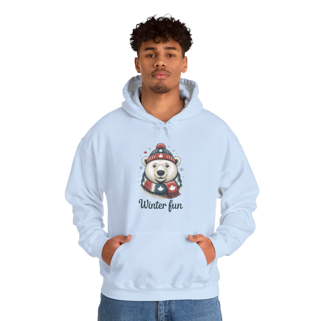Winter Fun Polar Bear Hoodie - Cute Holiday Snowy Animal Sweatshirt