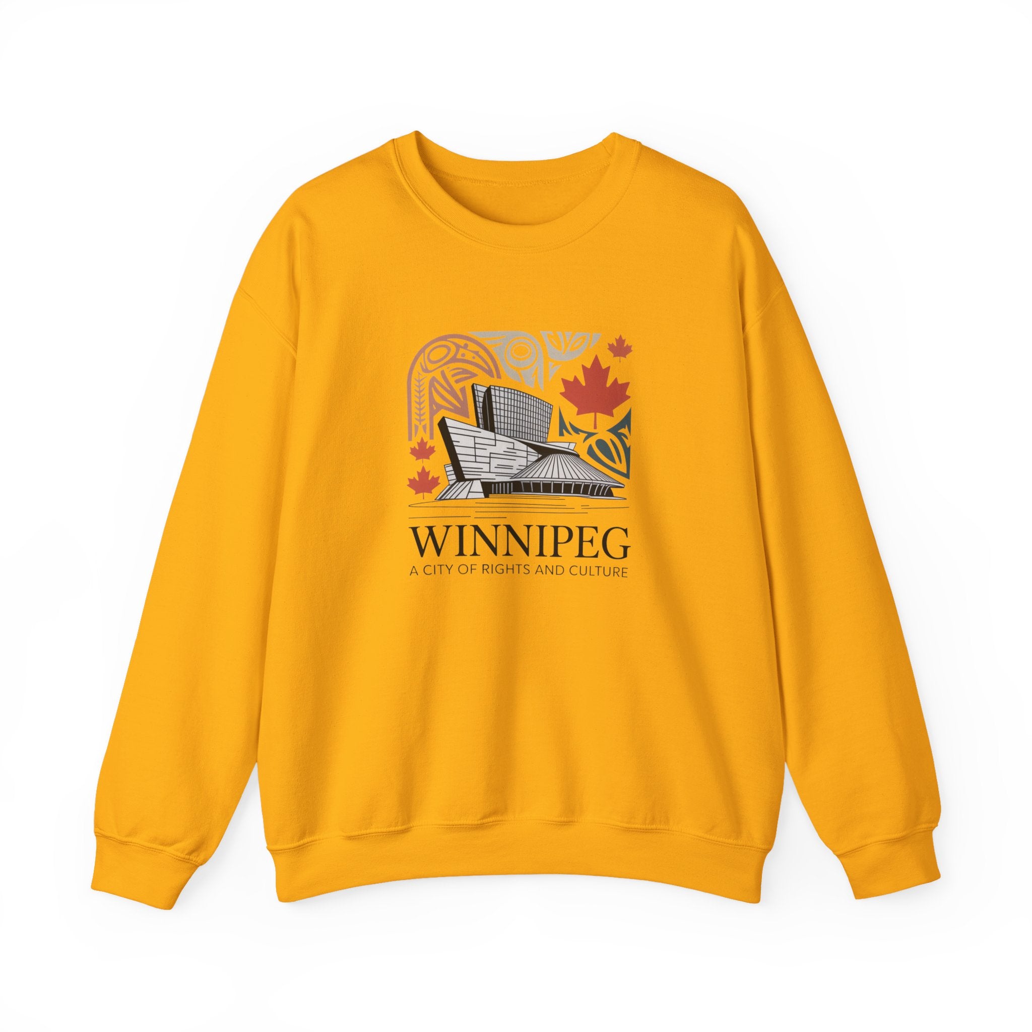 Winnipeg Crewneck Sweatshirt — Canadian Cityscape Design (Maple Leaf)