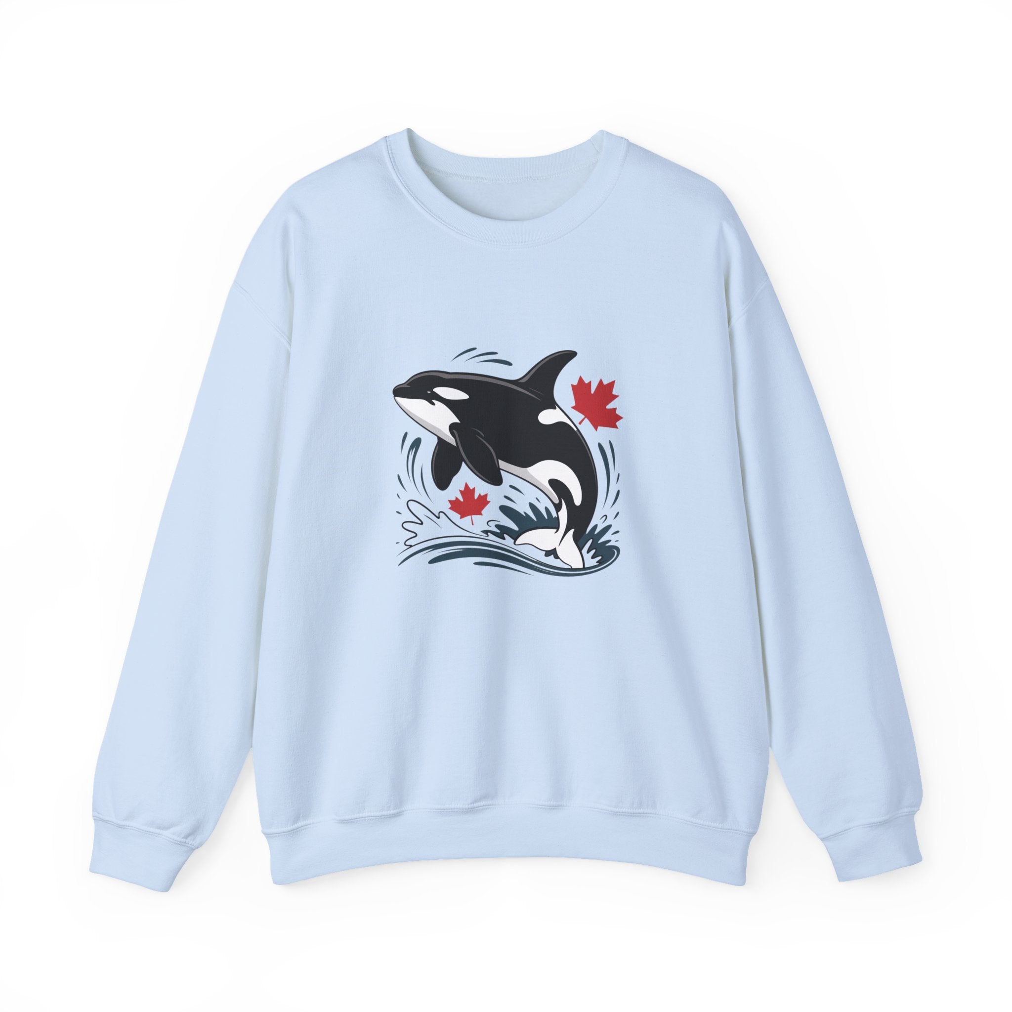 Orca Splash Crewneck Sweatshirt — Canadian Maple Leaf Whale Graphic