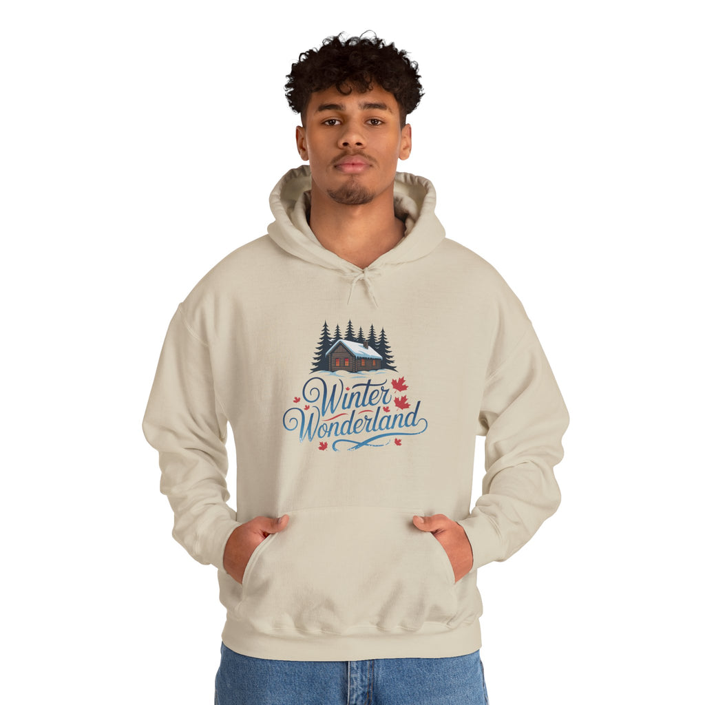 Winter Wonderland Hoodie — Cozy Cabin Snow Scene Hooded Sweatshirt