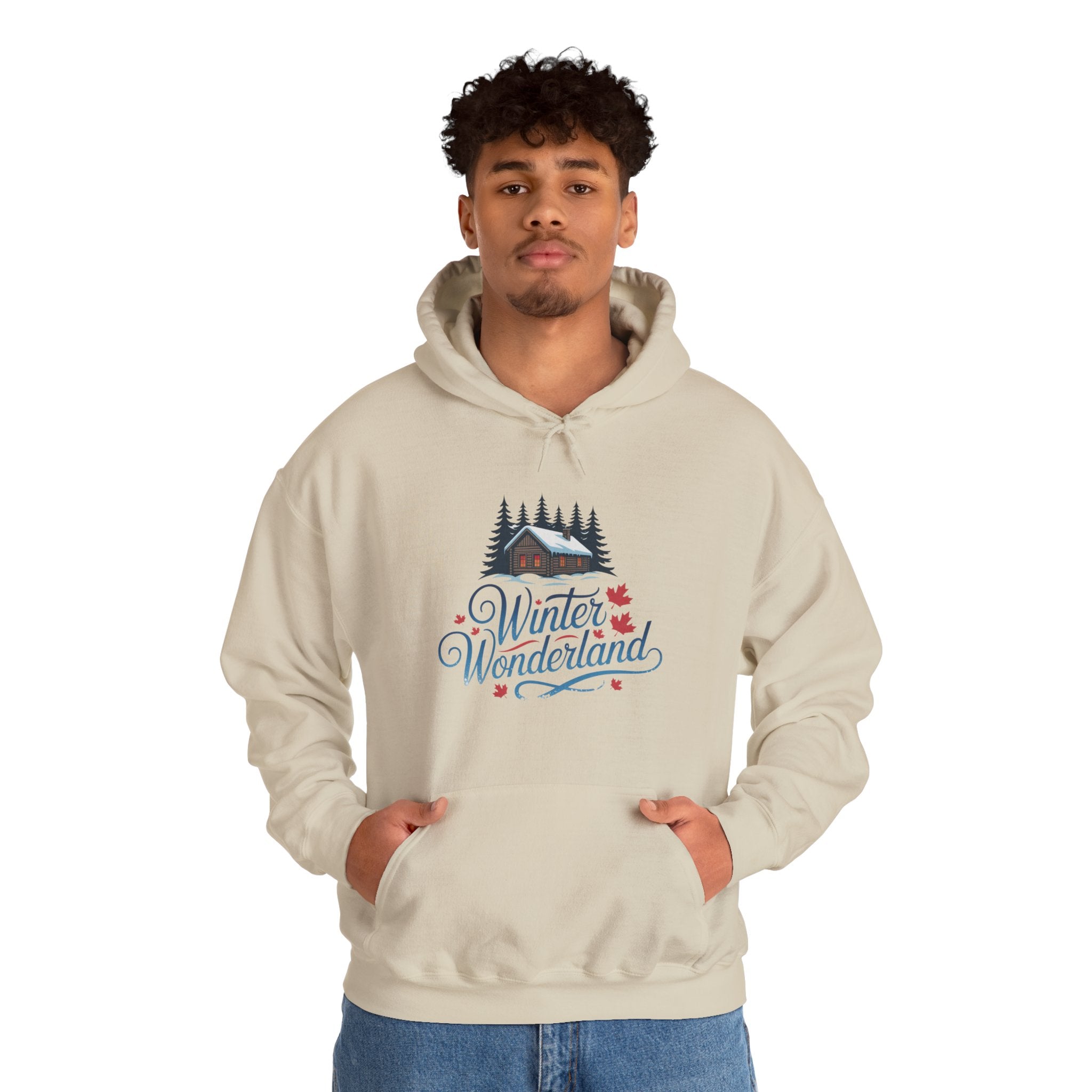 Winter Wonderland Hoodie — Cozy Cabin Snow Scene Hooded Sweatshirt