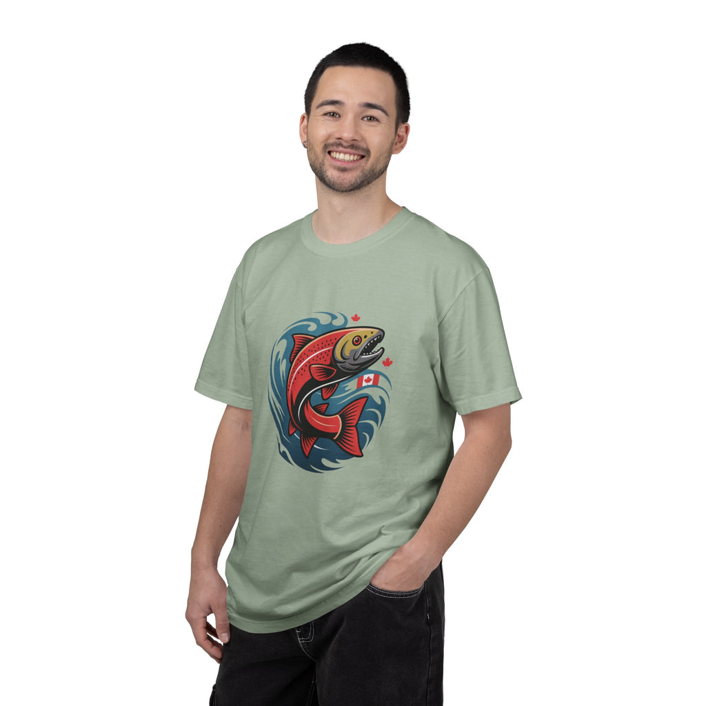 Salmon Wave T‑Shirt — Retro Fishing Graphic Tee