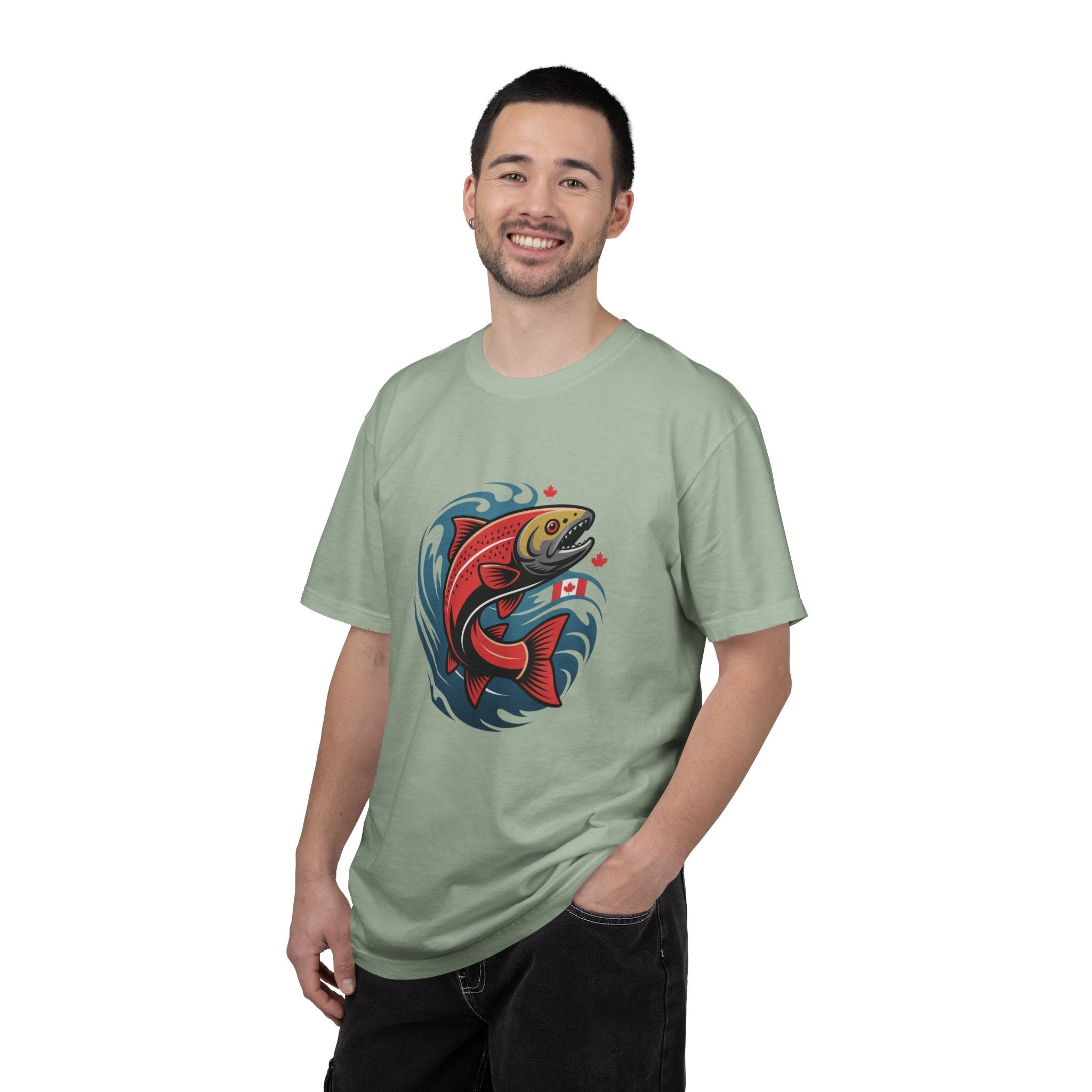 Salmon Wave T‑Shirt — Retro Fishing Graphic Tee