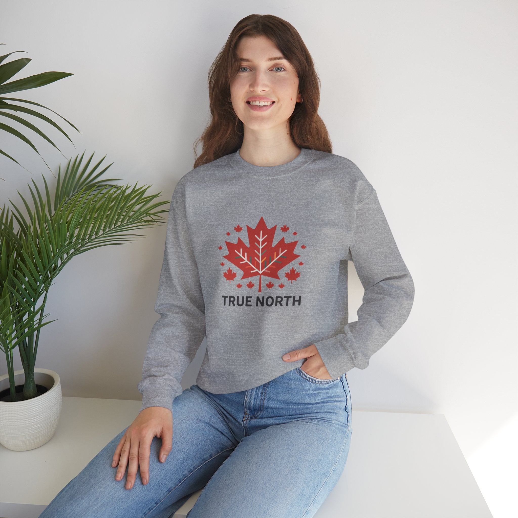 Crewneck Sweatshirt — True North Maple Leaf Graphic