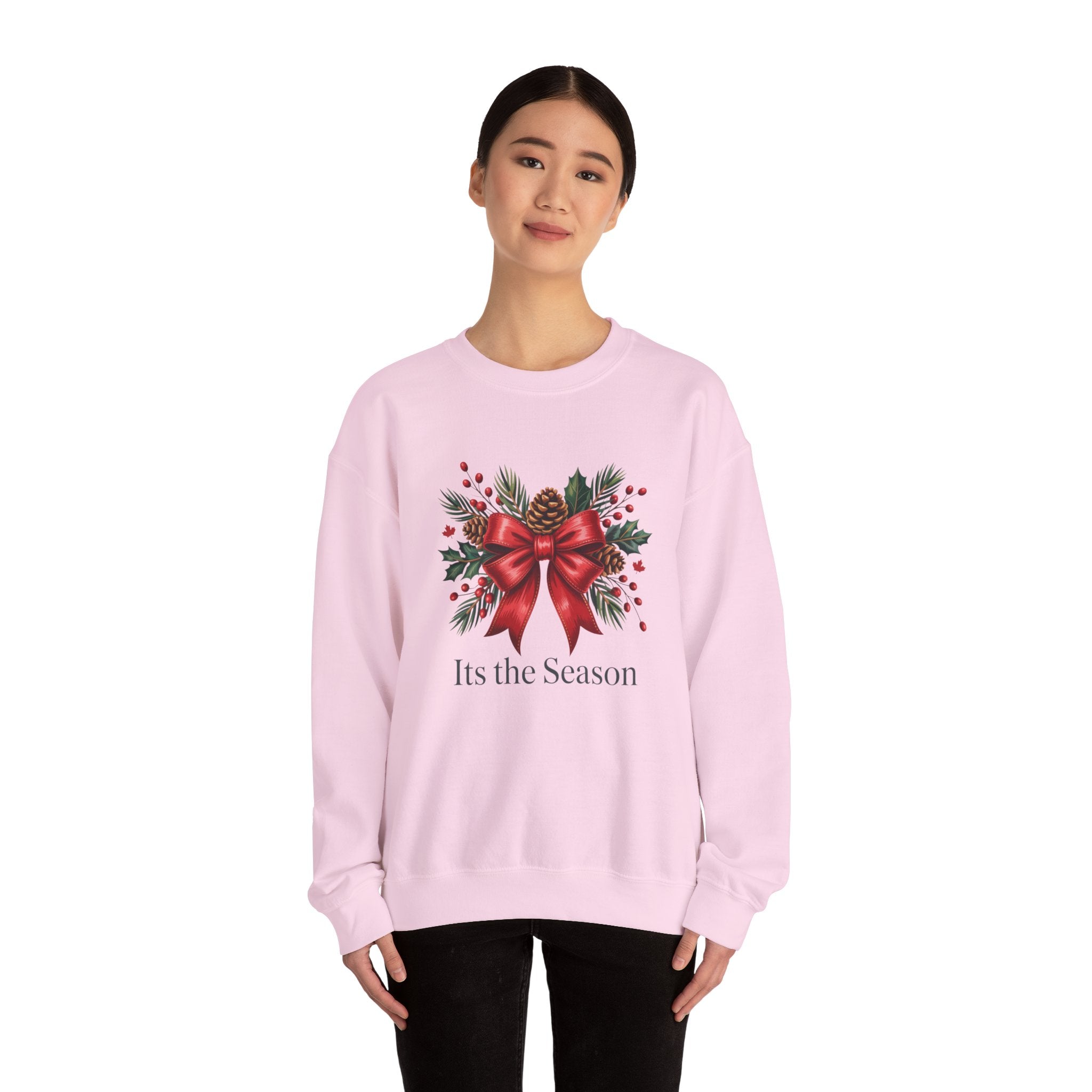 Holiday Bow Sweatshirt — "It's the Season" Christmas Crewneck