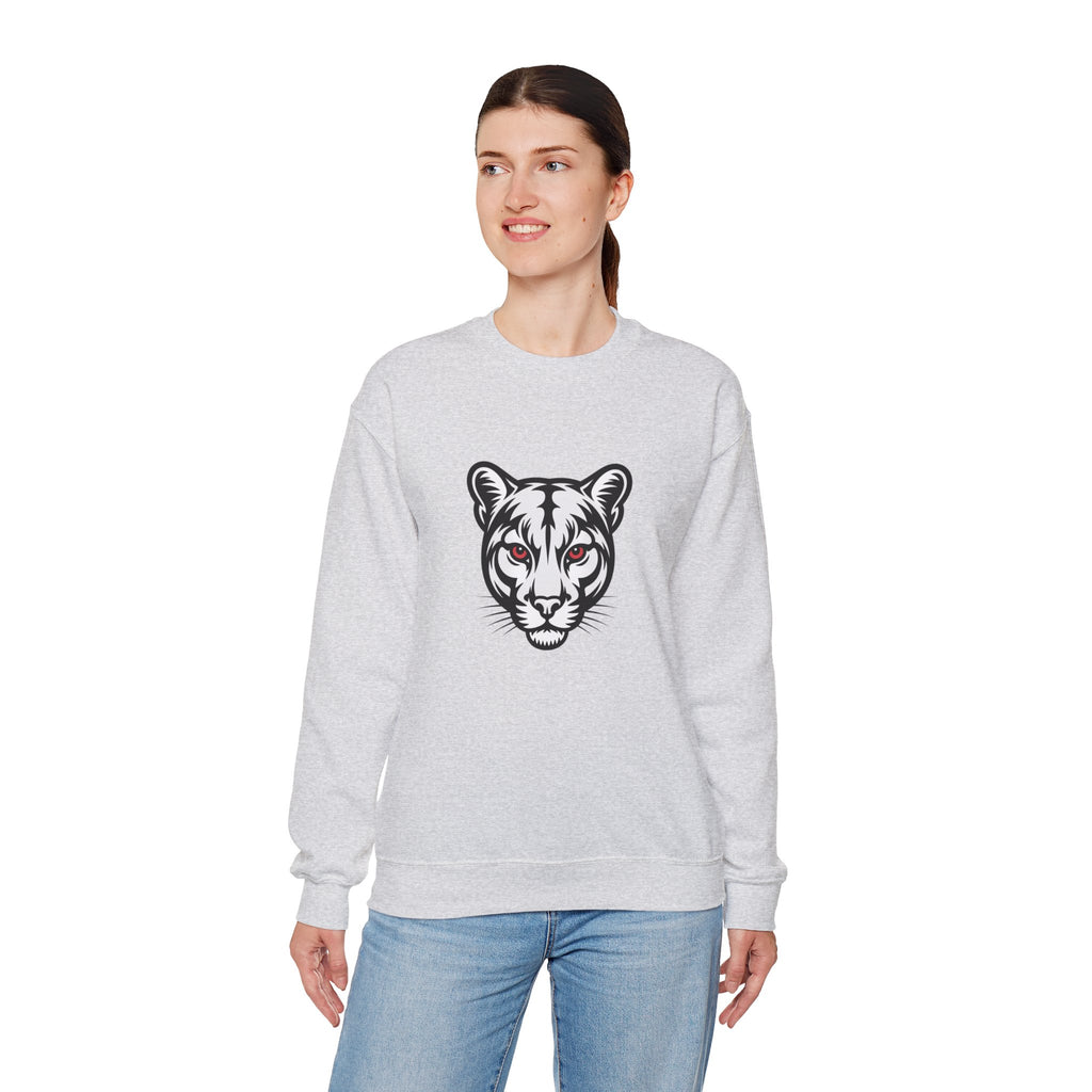 Cougar Face Crewneck Sweatshirt — Minimal Graphic