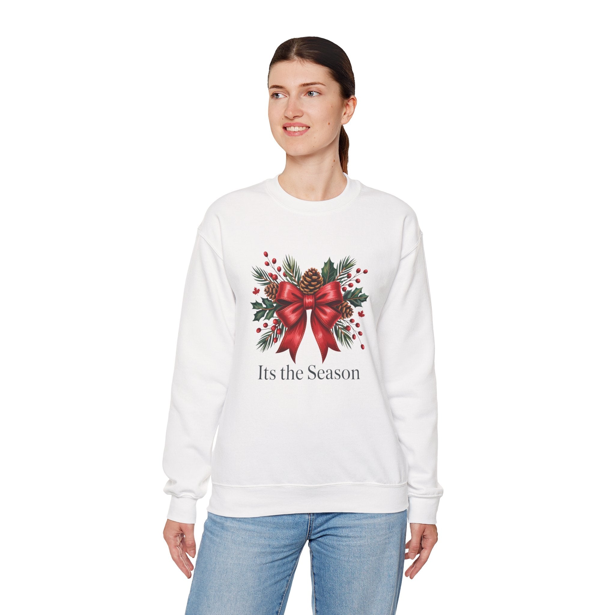 Holiday Bow Sweatshirt — "It's the Season" Christmas Crewneck