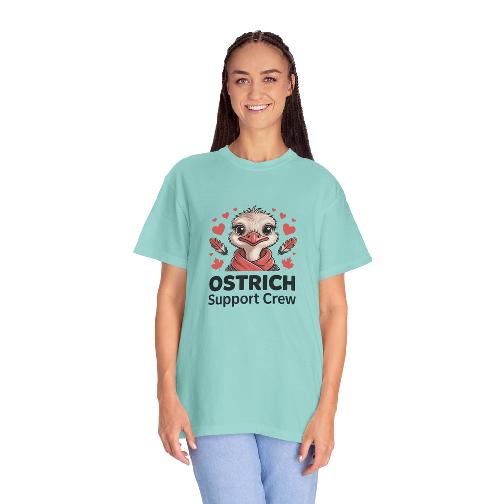 Ostrich Support Crew T-Shirt — Cute Ostrich Valentine Tee