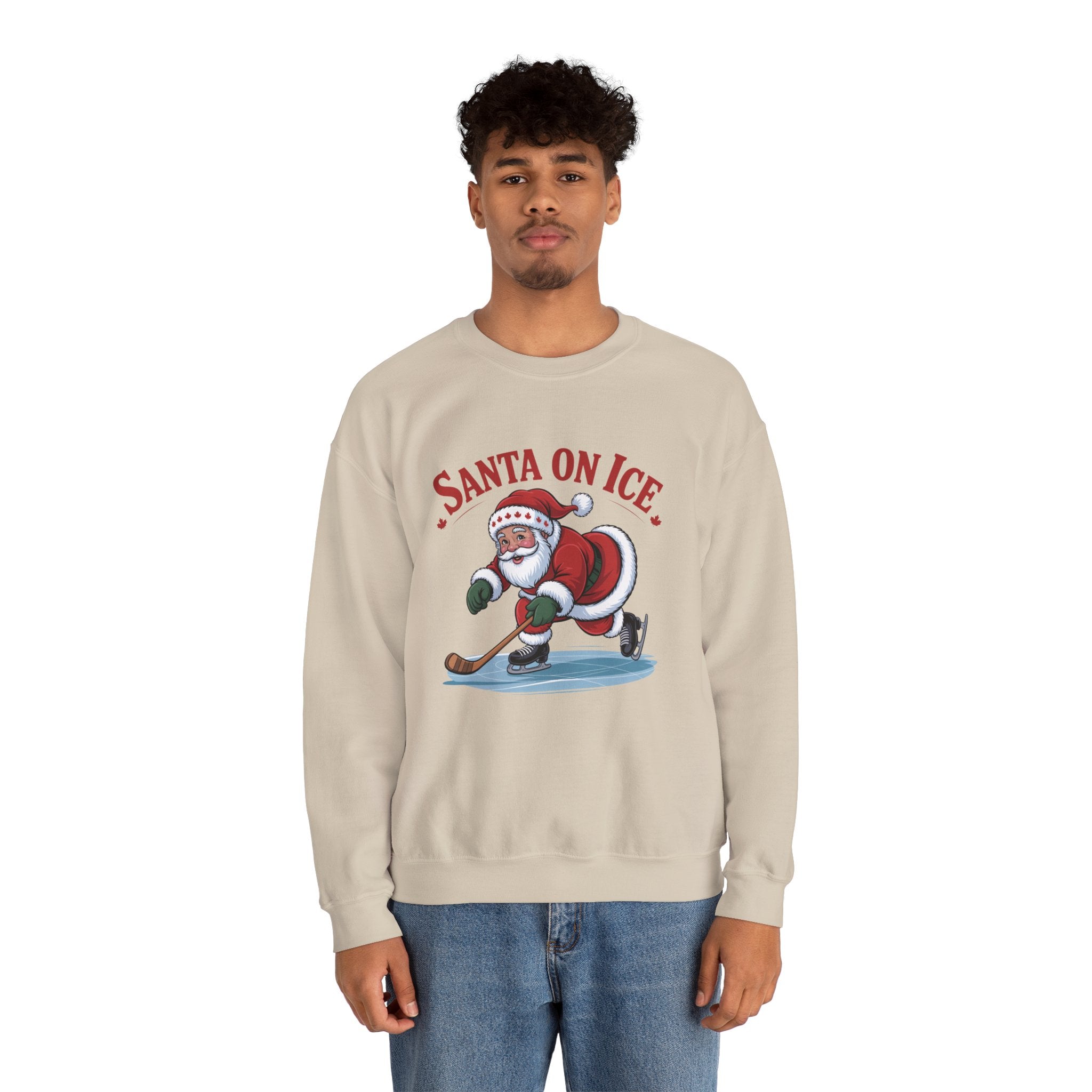 Santa on Ice Sweatshirt — Funny Hockey Santa Christmas Crewneck