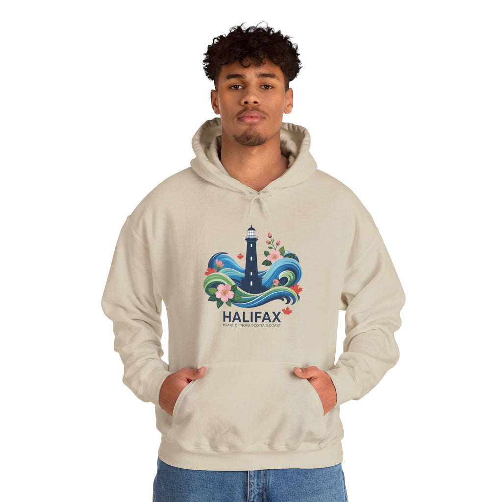 Halifax Lighthouse Hoodie — Coastal Floral Nova Scotia Sweatshirt