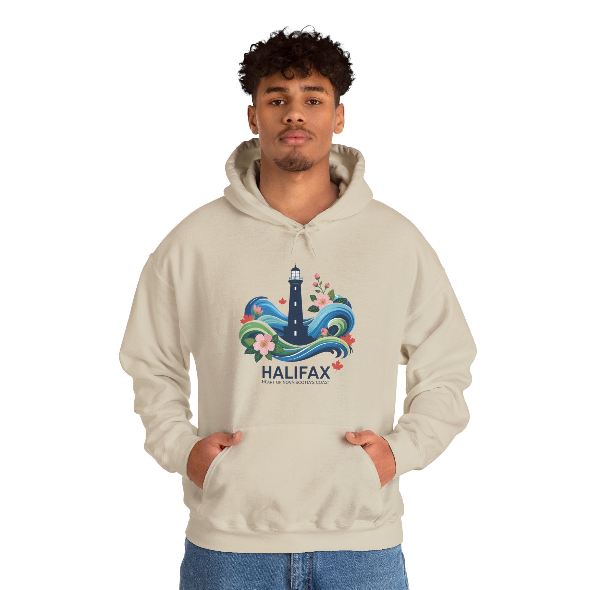 Halifax Lighthouse Hoodie — Coastal Floral Nova Scotia Sweatshirt