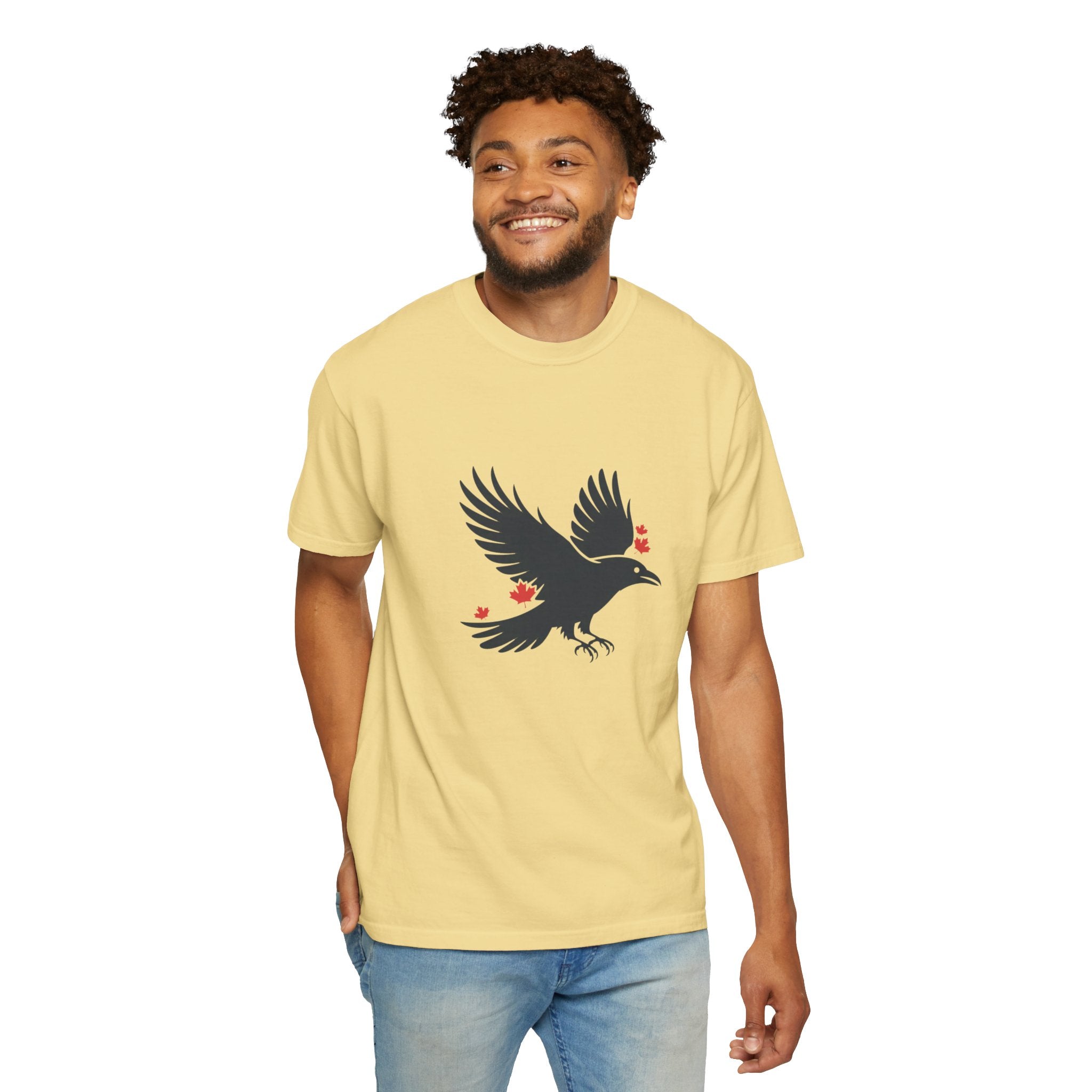 Raven with Red Maple Leaves T-Shirt