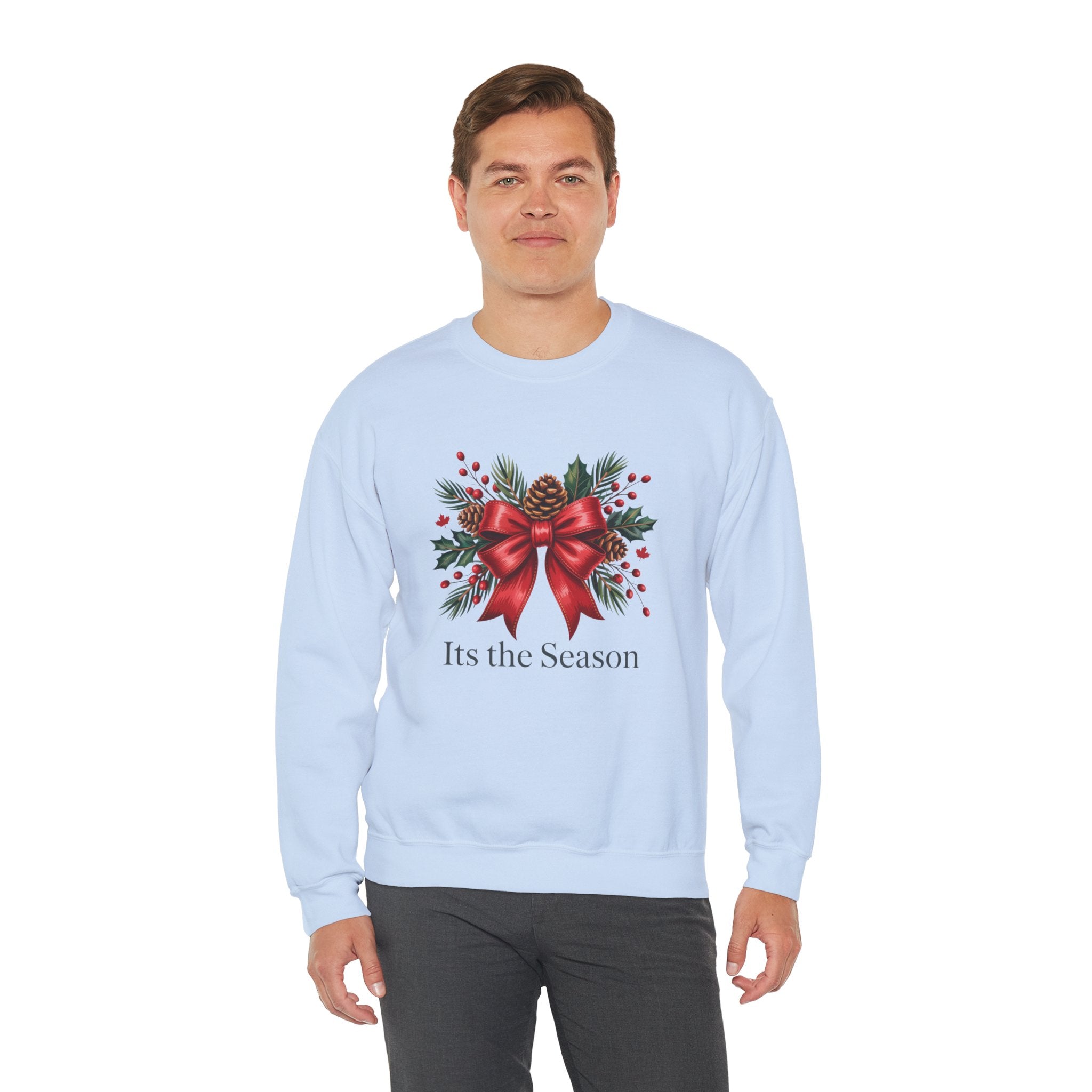 Holiday Bow Sweatshirt — "It's the Season" Christmas Crewneck