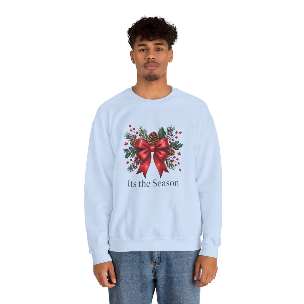 Holiday Bow Sweatshirt — "It's the Season" Christmas Crewneck
