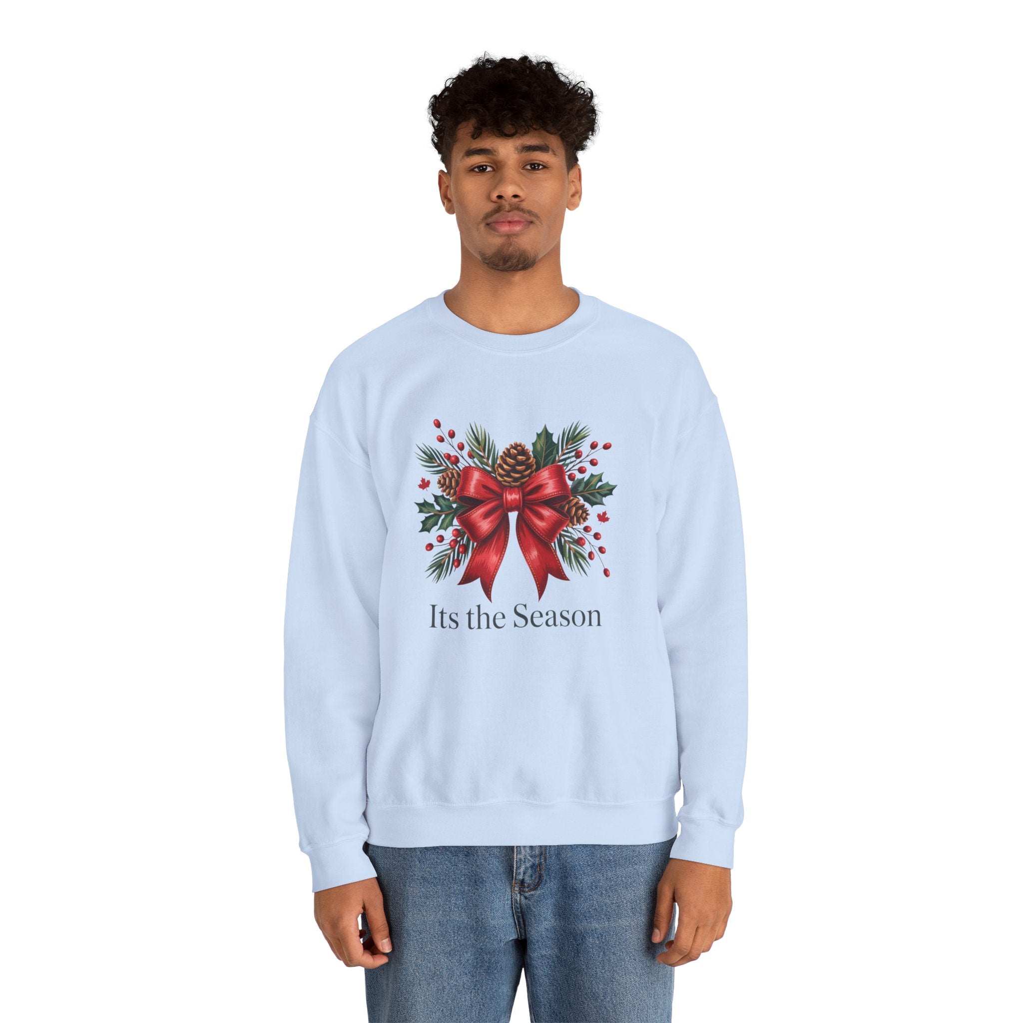 Holiday Bow Sweatshirt — "It's the Season" Christmas Crewneck