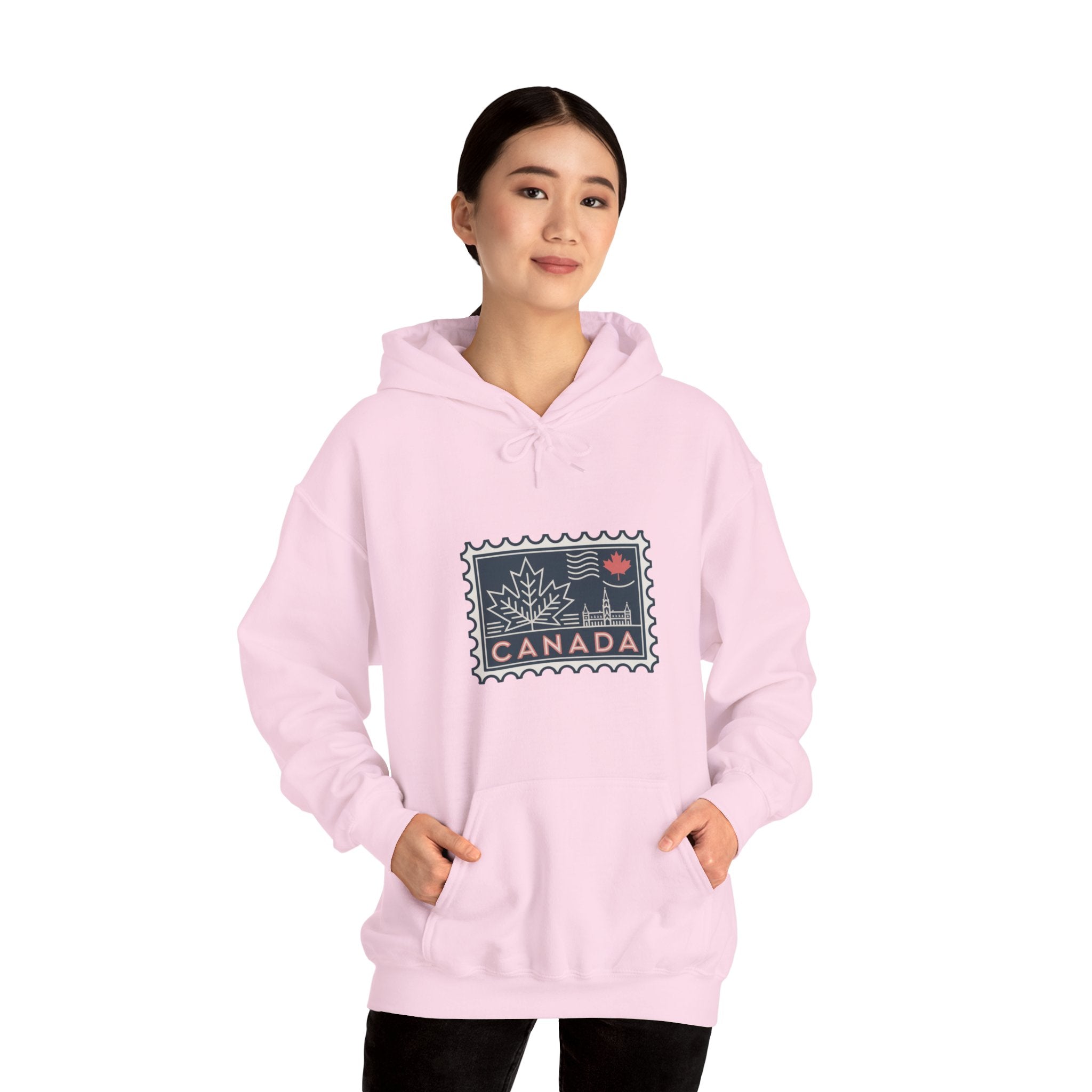 Canada Stamp Hoodie – Vintage Maple Leaf Canadian Travel Sweatshirt