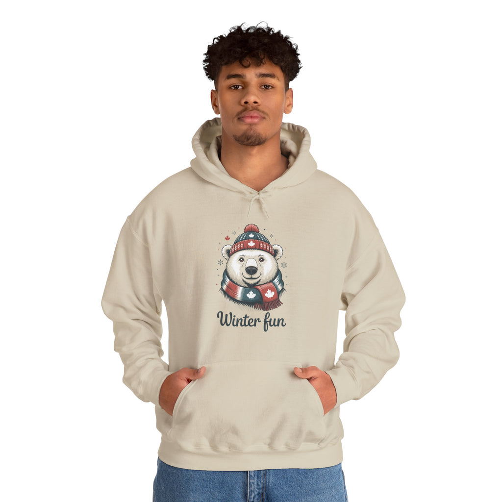 Winter Fun Polar Bear Hoodie - Cute Holiday Snowy Animal Sweatshirt