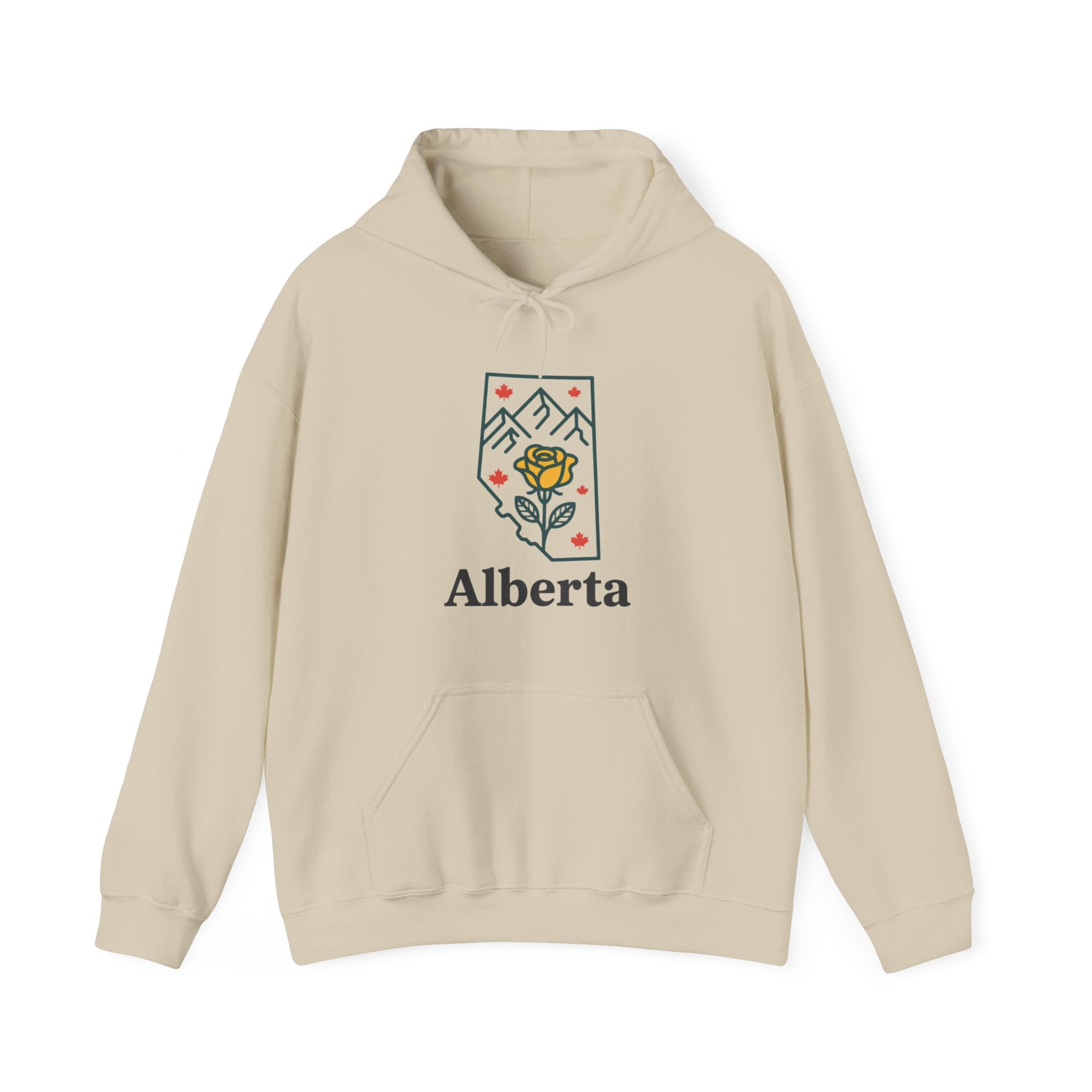 Alberta Wild Rose Hoodie — Minimal Mountain & Floral Graphic