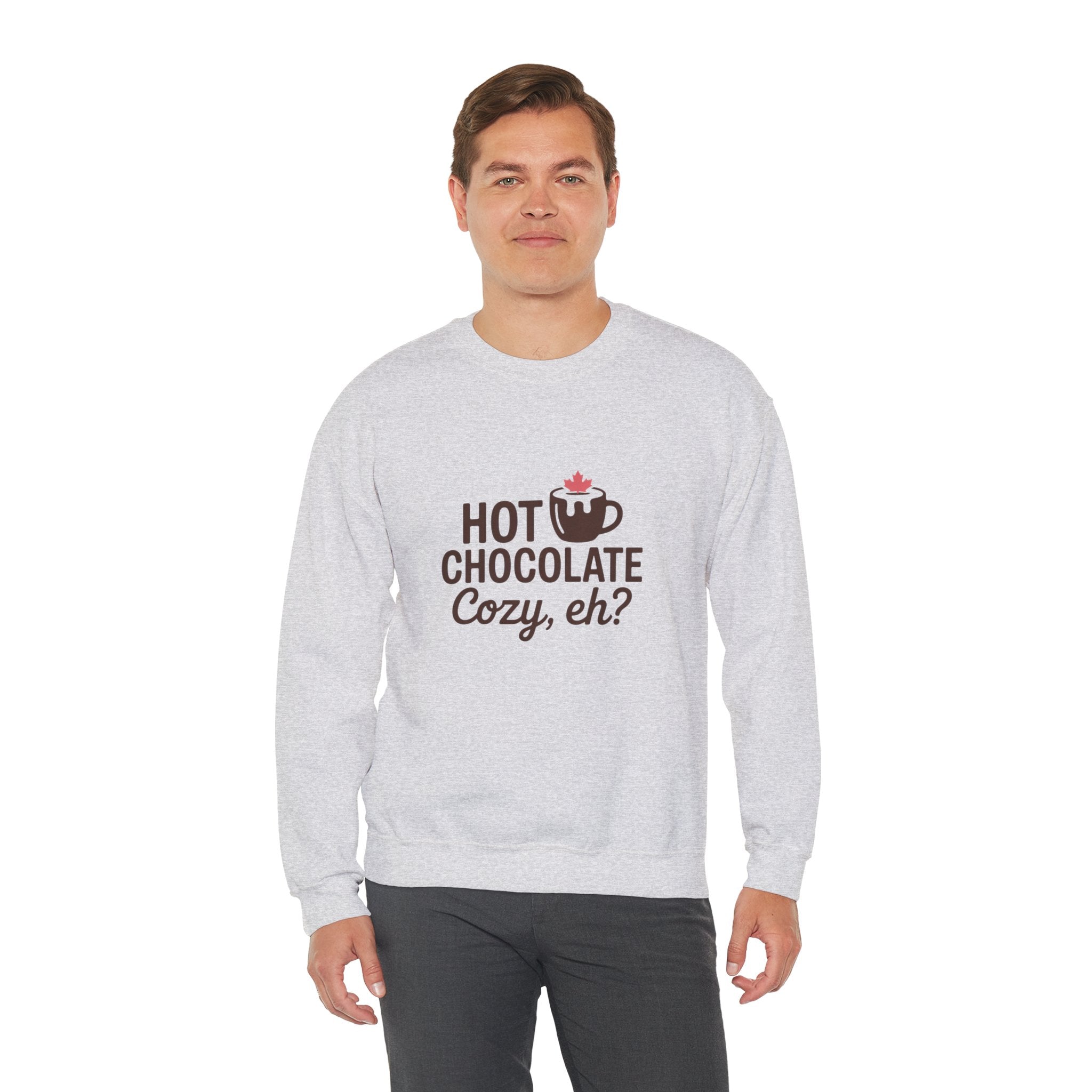Hot Chocolate Cozy Crewneck Sweatshirt — "Hot Chocolate Cozy, eh?" Winter Pullover