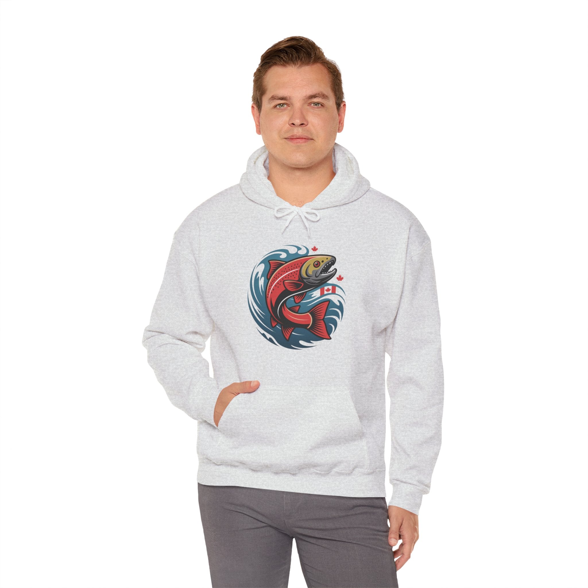 Salmon Wave Hoodie — Retro Fishing Graphic Pullover