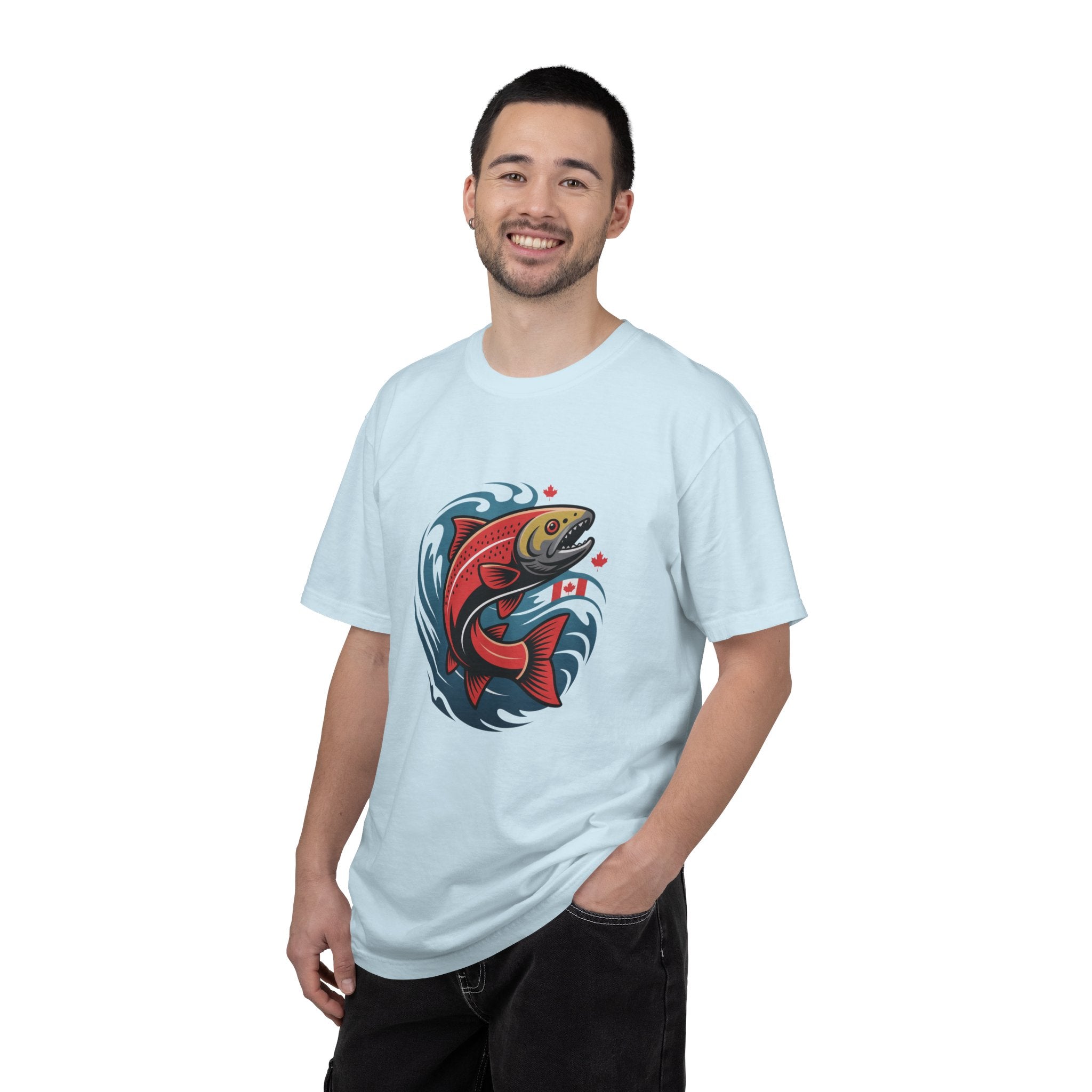 Salmon Wave T‑Shirt — Retro Fishing Graphic Tee