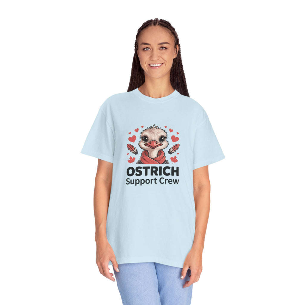Ostrich Support Crew T-Shirt — Cute Ostrich Valentine Tee