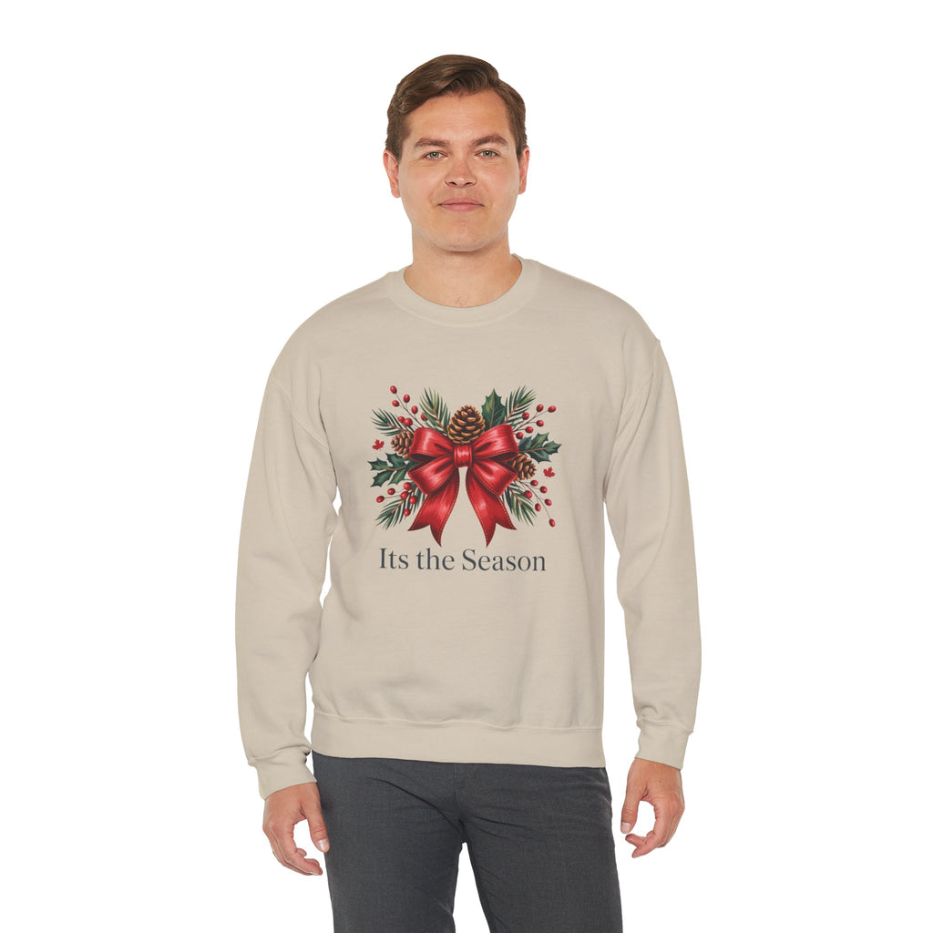 Holiday Bow Sweatshirt — "It's the Season" Christmas Crewneck