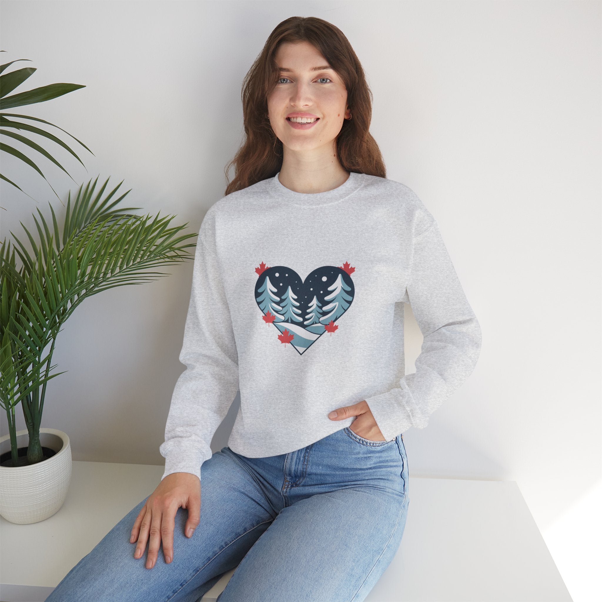 Winter Forest Heart Sweatshirt — Cozy Christmas Crewneck