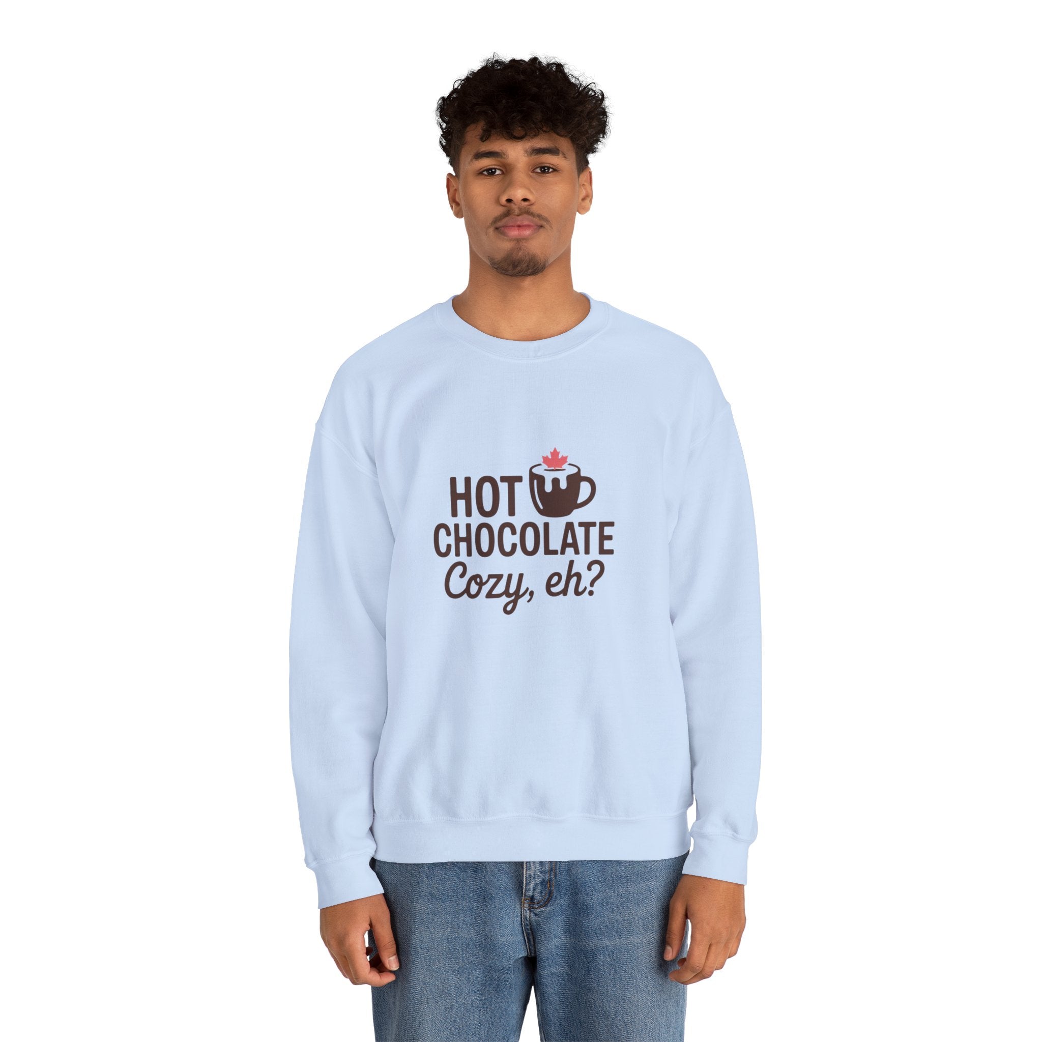 Hot Chocolate Cozy Crewneck Sweatshirt — "Hot Chocolate Cozy, eh?" Winter Pullover