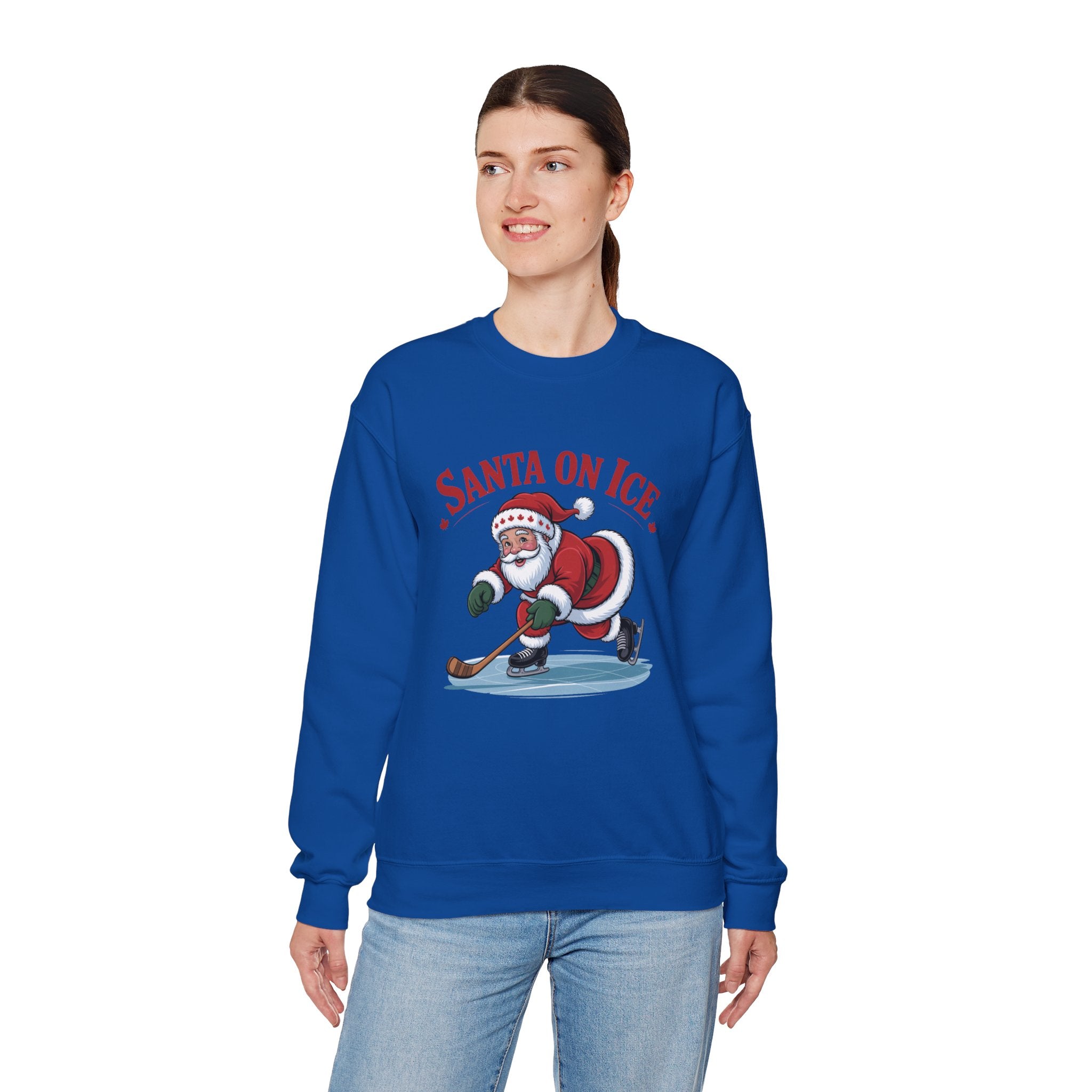 Santa on Ice Sweatshirt — Funny Hockey Santa Christmas Crewneck