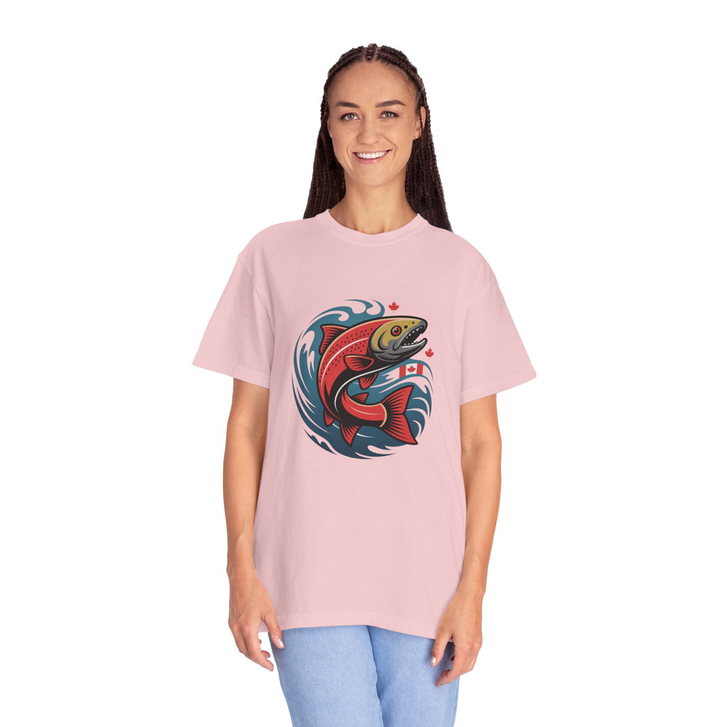 Salmon Wave T‑Shirt — Retro Fishing Graphic Tee