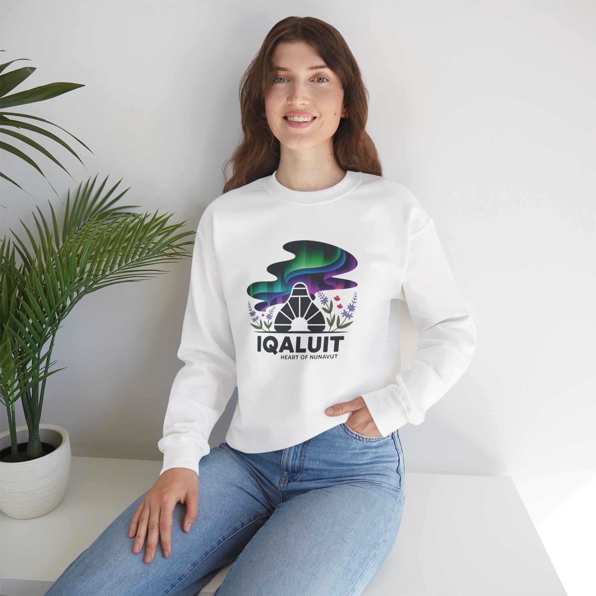 Iqaluit Northern Lights Sweatshirt – Heart of Nunavut Souvenir Crewneck