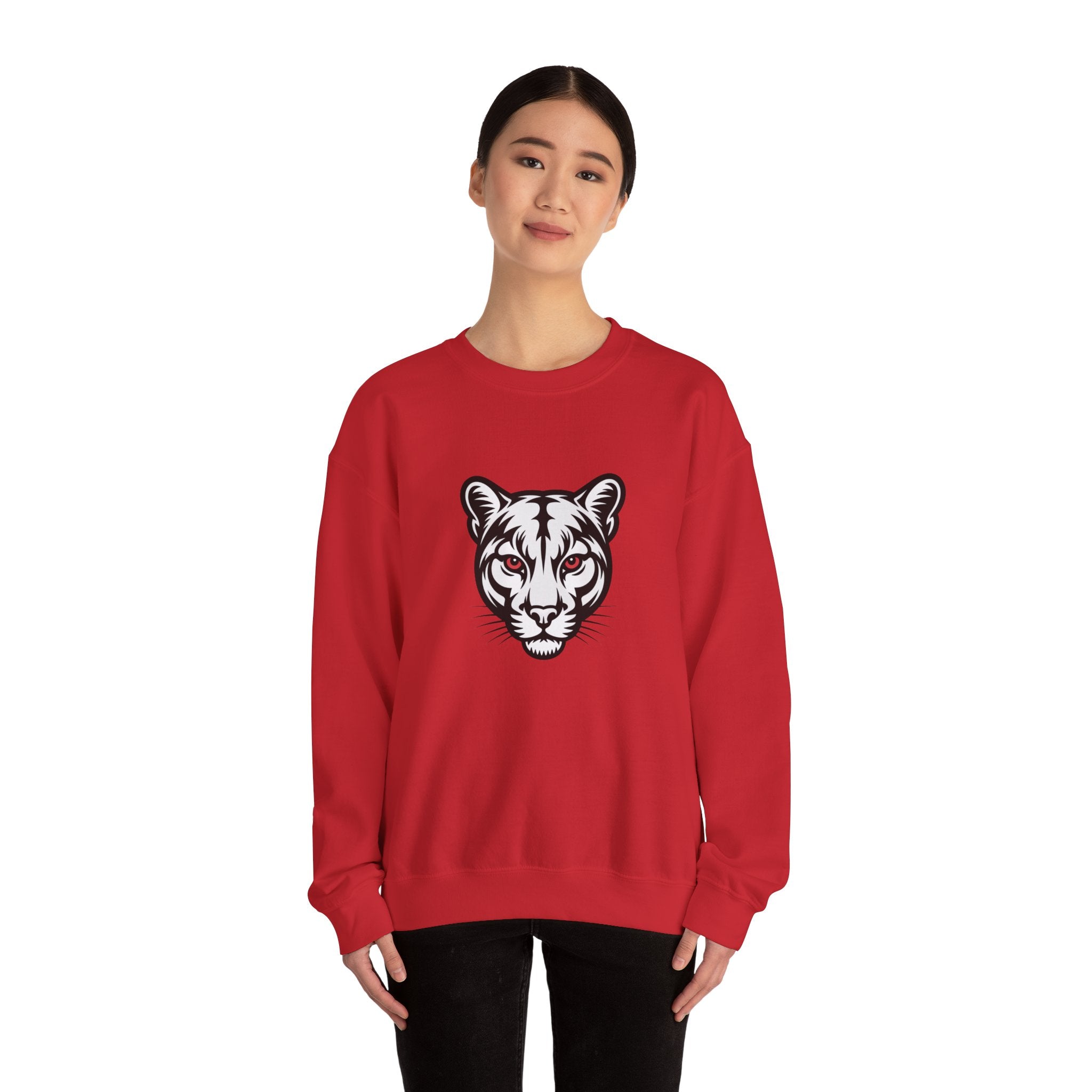 Cougar Face Crewneck Sweatshirt — Minimal Graphic