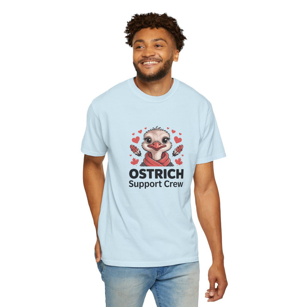 Ostrich Support Crew T-Shirt — Cute Ostrich Valentine Tee