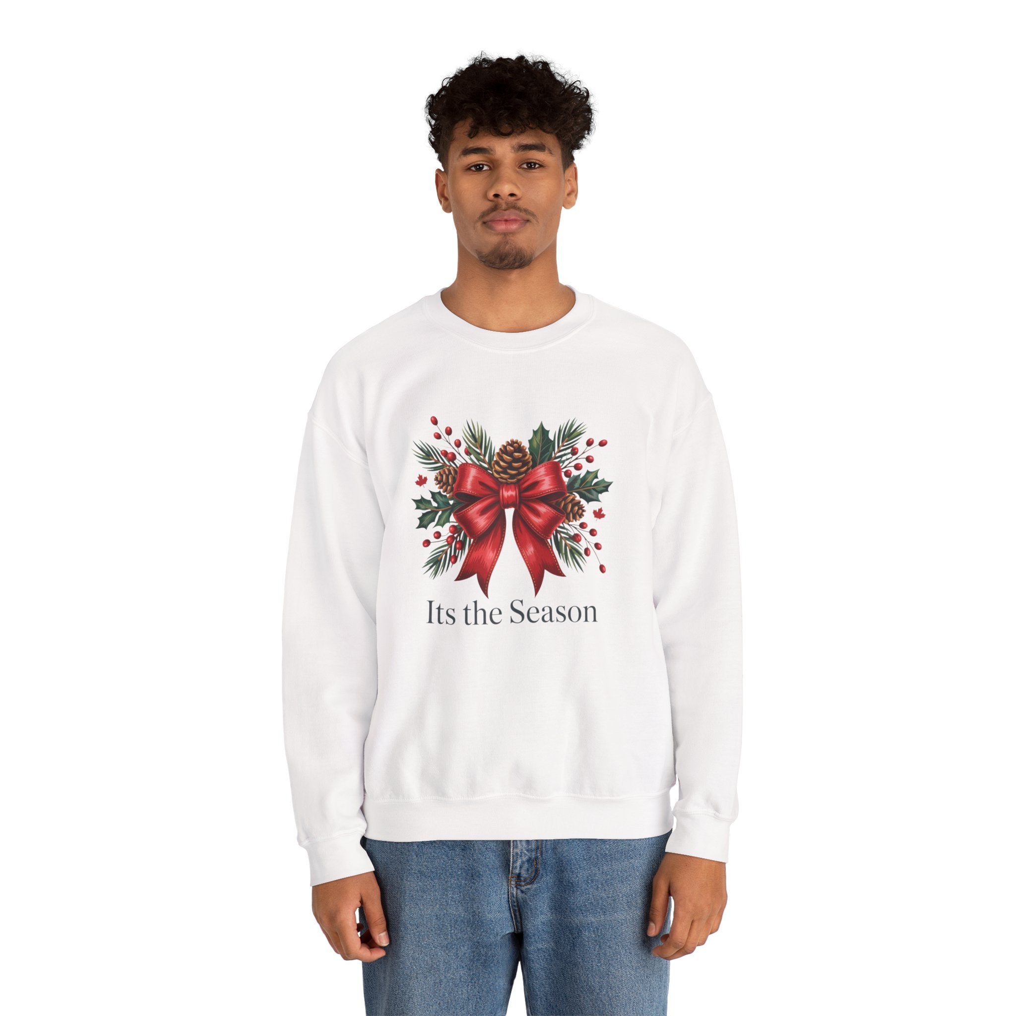Holiday Bow Sweatshirt — "It's the Season" Christmas Crewneck