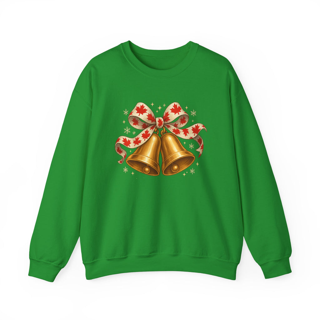 Christmas Bells Sweatshirt — Festive Maple Ribbon Holiday Crewneck