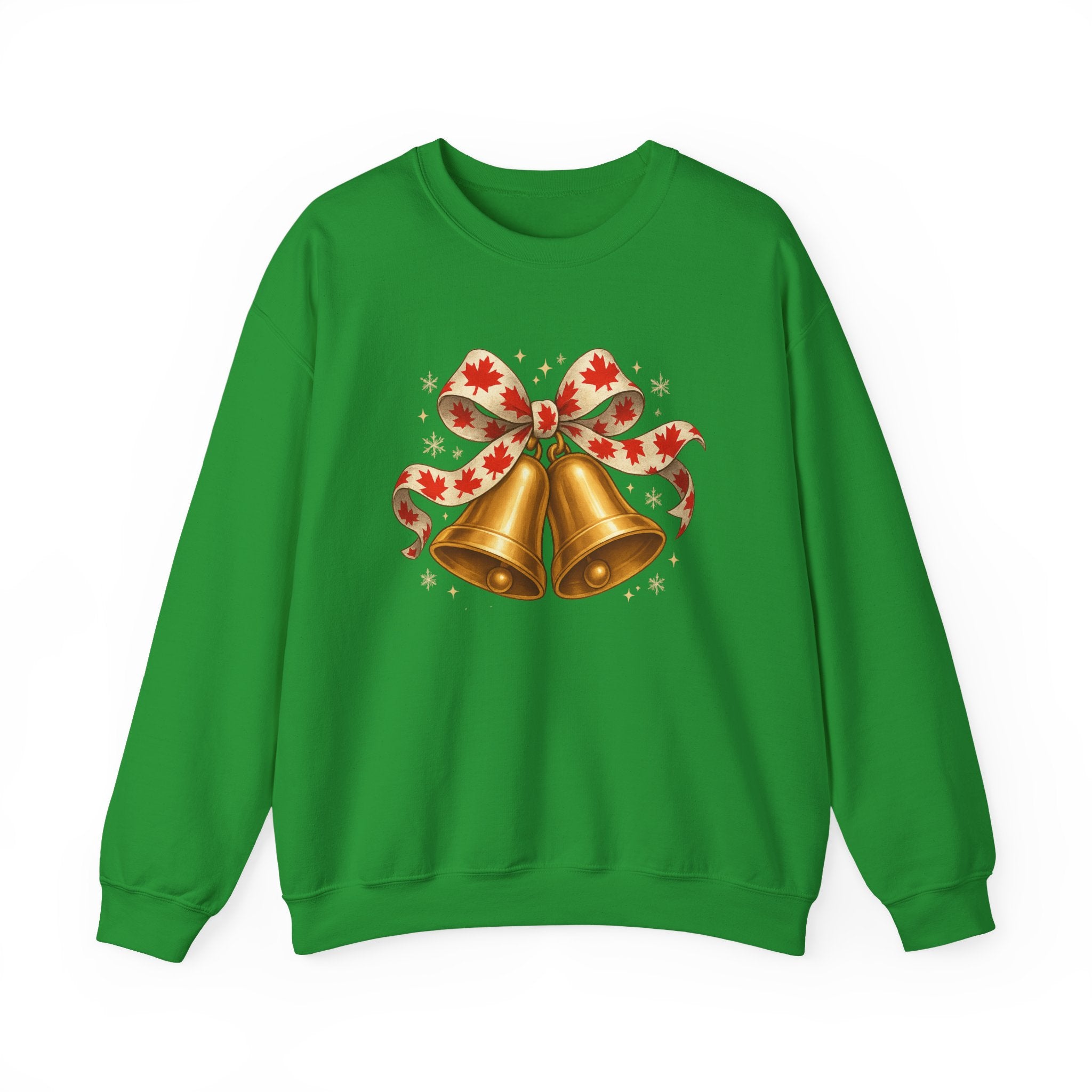 Christmas Bells Sweatshirt — Festive Maple Ribbon Holiday Crewneck