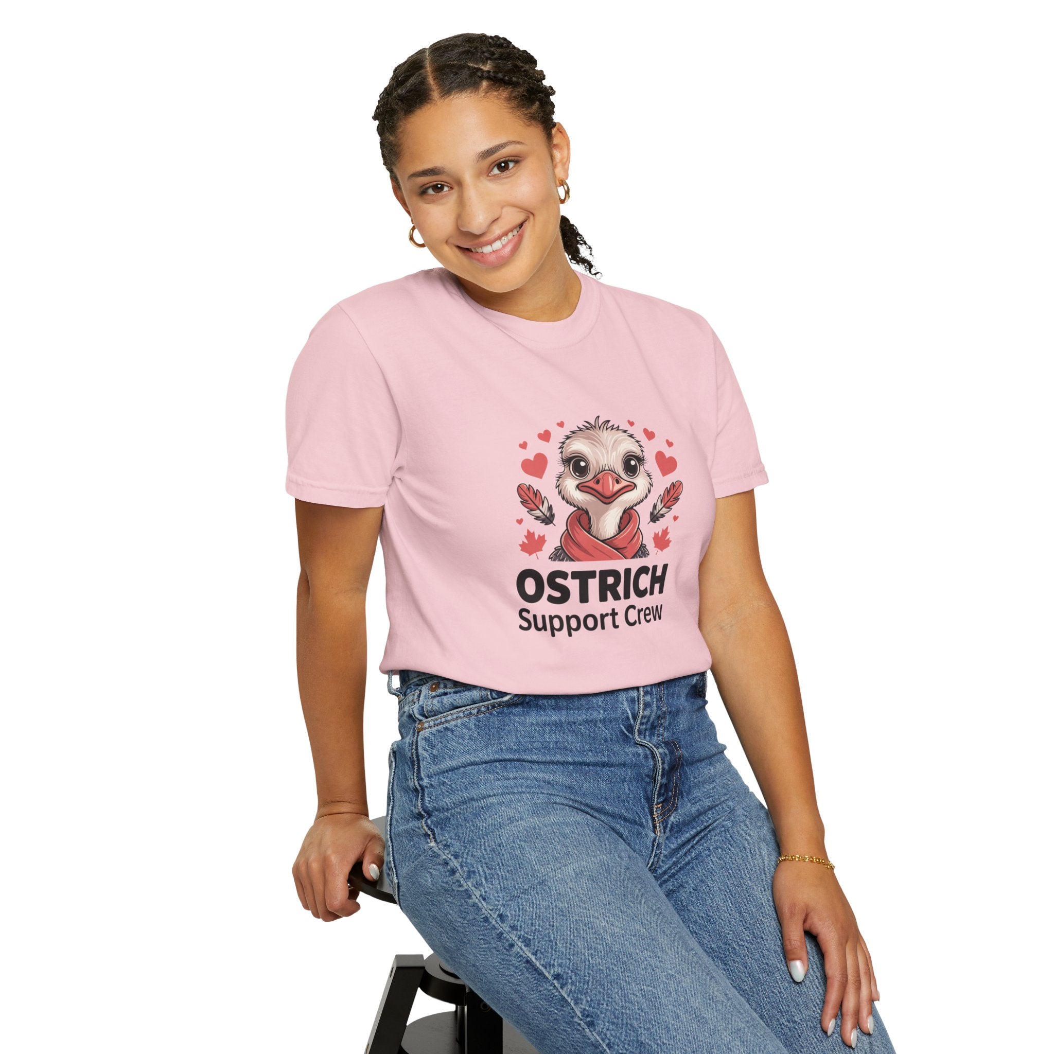 Ostrich Support Crew T-Shirt — Cute Ostrich Valentine Tee