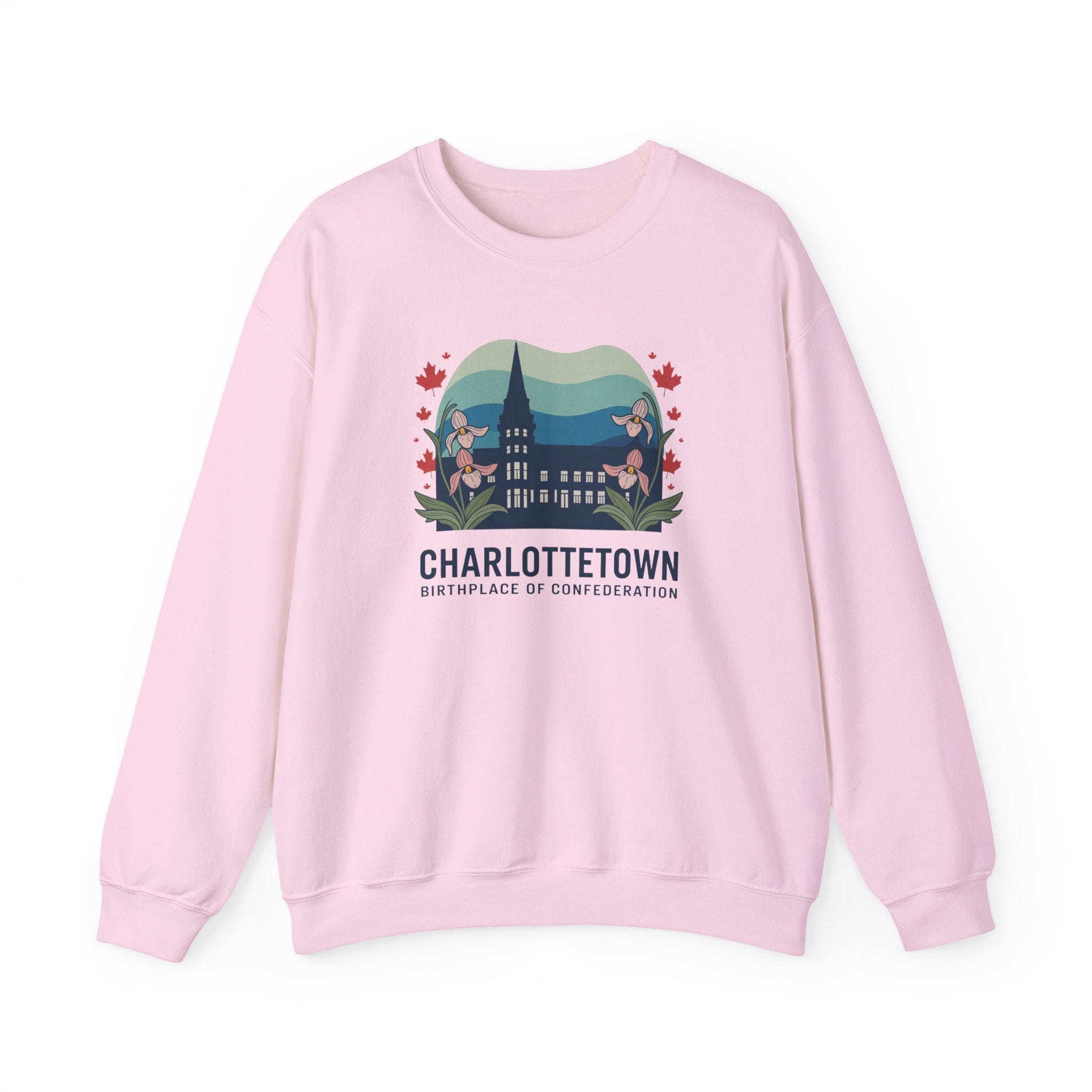 Charlottetown Retro Skyline Crewneck Sweatshirt — PEI Cottagecore Souvenir