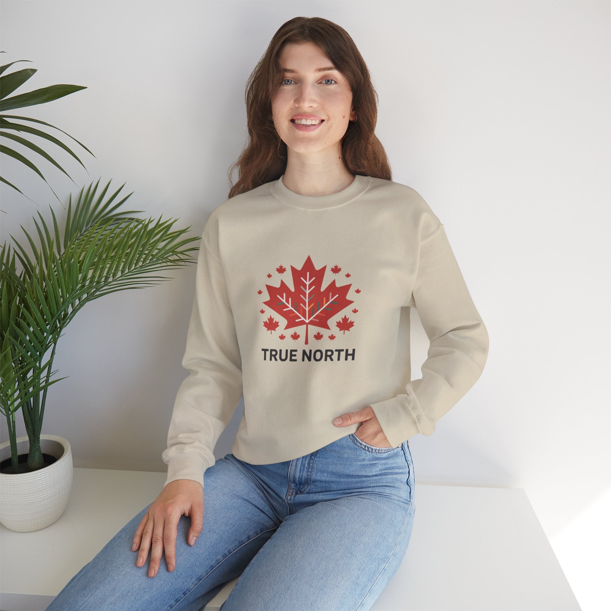 Crewneck Sweatshirt — True North Maple Leaf Graphic